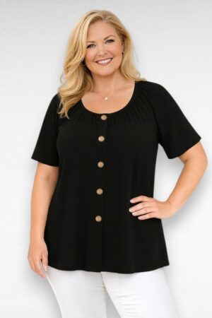 Stretchikas nööpidega must pluus "Evans" (PL.214)