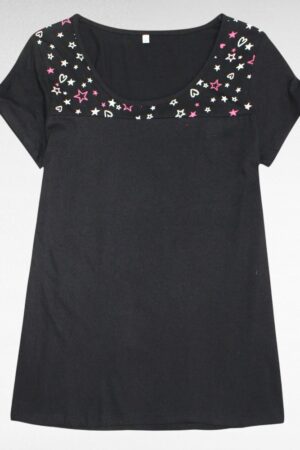 PL.238 - Must tähistaeva mustriga pluus "Blancheporte"