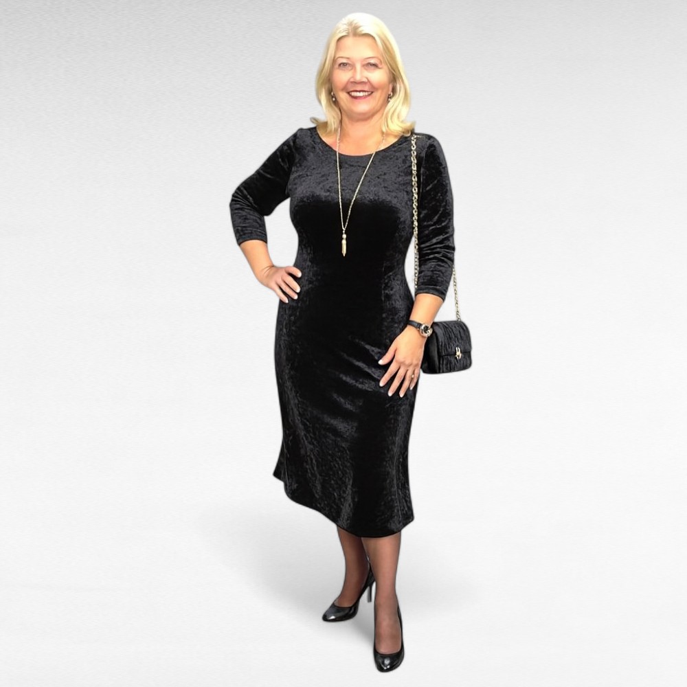 KL.846 - Must veluursametist kleit "Ellos"