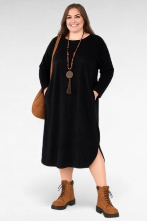 KL.674 - 1 kleit-mitu nägu! Must taskutega veluursametist kleit "Sonne"