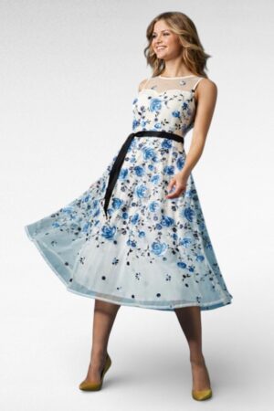 KL.012 -Siniselilleline pidulik kleit firmalt "Marks and Spencer"