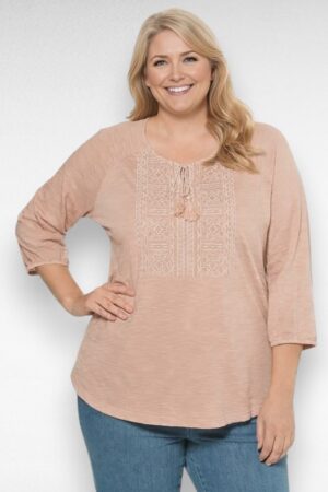 Kreemikasroosa tikanditega pluus "Ulla Popken" (PL.530)