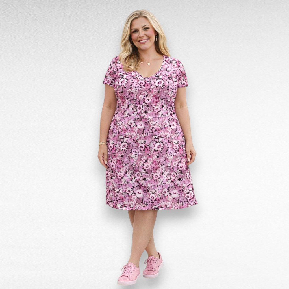 Naiselik lillemustriga V-kaelusega kleit "Katre" (KL.452) - Image 2