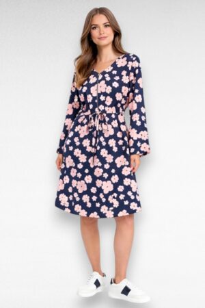 Roosalillelise mustriga lukuga kleit "Julipa" (KL.766)