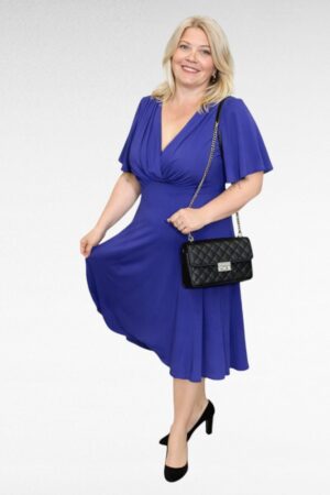 KL.078 - Lillakassinine V-kaelusega naiste kleit "Scarlett and Jo"