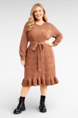 KL.732 - Karamellitooni pehme kootud kleit "Eliisa"