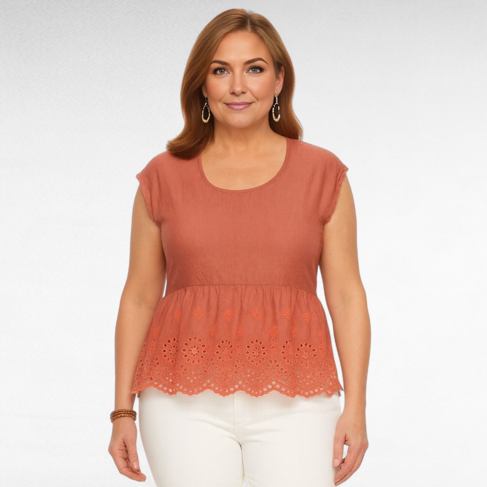 PL.232- Puuvillane broderiipitsiga naiselik peplumpluus "Sonoma" - Image 2