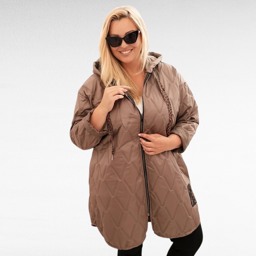 JO.040 - Moodne tepitud materjalist kapuutsiga k/s jope naistele - Image 13