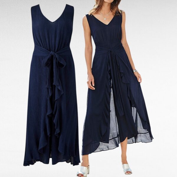 KO.010 - Tumesinine stiilne kortsuriidest jumpsuit "Together" - Image 2