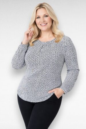 Sinise- ja valgekirju mustriga pluus "Disley" (PL.143)