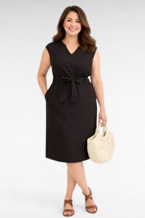 Must linasegune tunnelvööga kleit "Julipa" (KL.124)