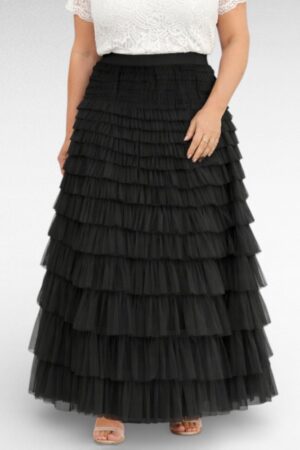 SE.130 - Must satsiline alt voodriga tüllkangast maksiseelik "Maria"