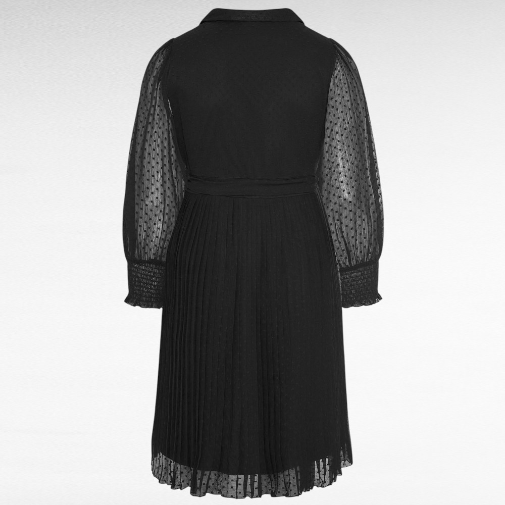 KL.308 - Soliidne pikkade varrukatega must plisseerkleit "Yours London" - Image 2