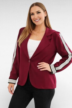 JA.127 - Stiilne triibumustriga kapuutsiga jakk/dressipluus