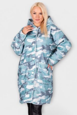 JO.072 - Laigulise mustriga suurte taskutega kapuutsiga jakk "Nora"