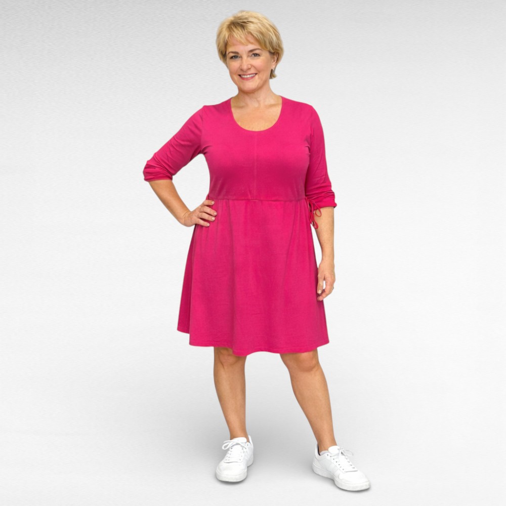 KL.007 - Roosa puuvillane tunnelvööga dresskleit "Carisma"