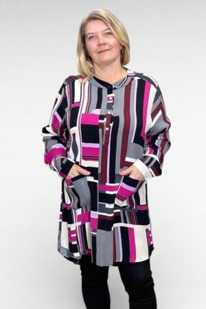 TU.326 - Lillaruuduline pikem taskutega pluus/tuunika "Luisa"