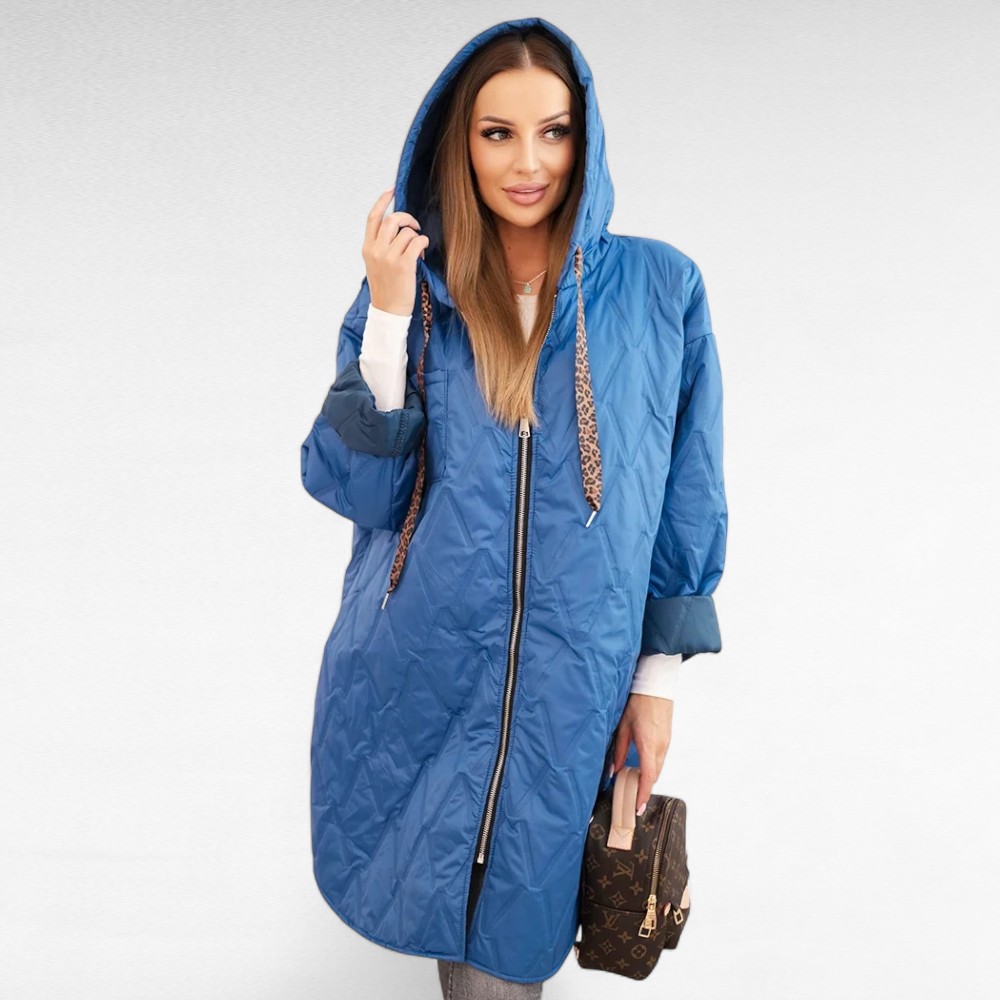 JO.040 - Moodne tepitud materjalist kapuutsiga k/s jope naistele - Image 14