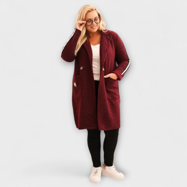 JO.049- Pehme bukleematerjalist triibuliste detailidega sügisjakk naistele - Image 8