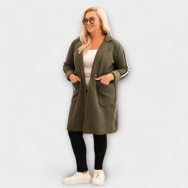 JO.049- Pehme bukleematerjalist triibuliste detailidega sügisjakk naistele - Image 6