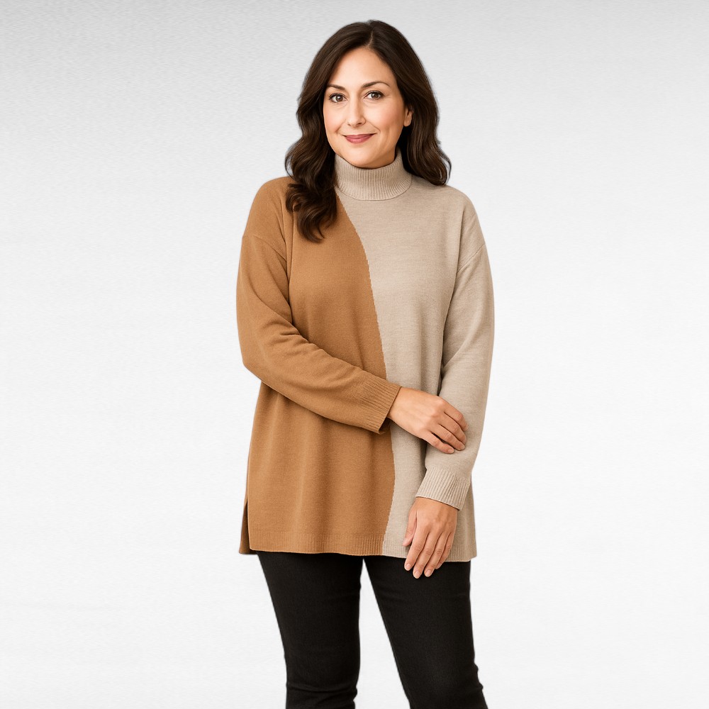 KU.073 - Kahevärviline kõrge kaelusega efektne sviiter - Image 3