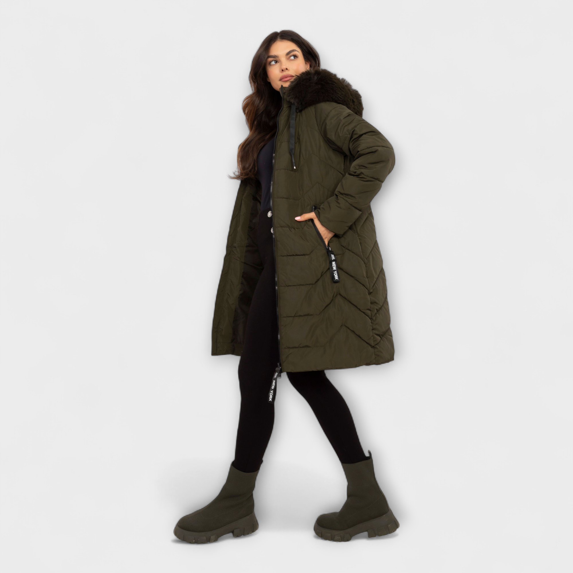 JO.088 - Moodne tepitud kilematerjalist kvaliteetne sügistalvine mantel "Skorp" - Image 3