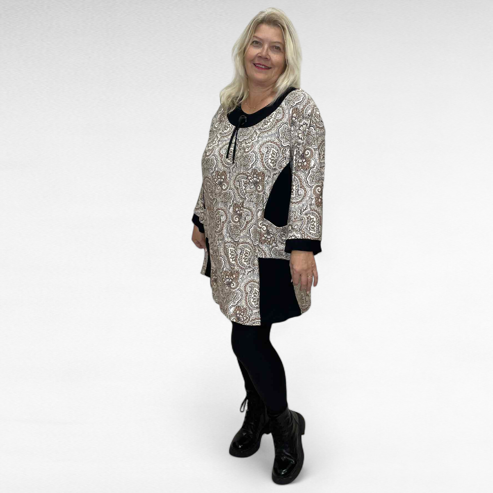 TU.517 - Mugav taskutega salendava lõikega lillemustriga tuunika - Image 4