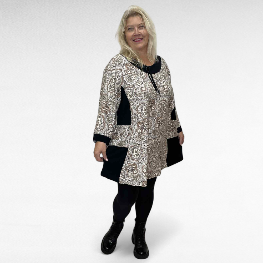 TU.517 - Mugav taskutega salendava lõikega lillemustriga tuunika - Image 2