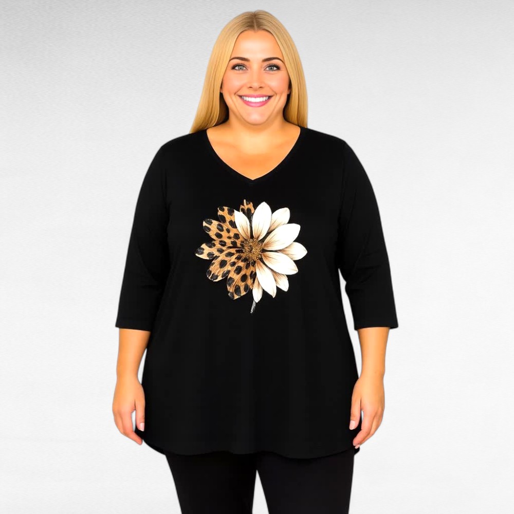 TU.613 - Naiselik puuvillane V-kaelusega lillemustriga tuunika "Betti Fashion" - Image 2