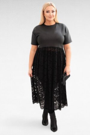 KL.635 - Must alt pitsist seelikuosaga romantilises stiilis kleit Itaaliast