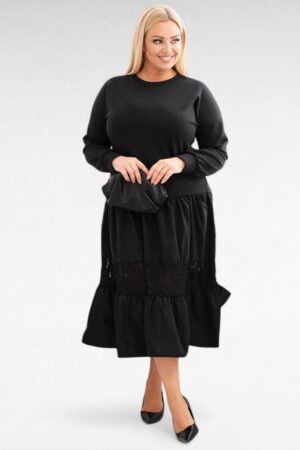 KL.311 - Glamuurne must satsilise seelikuosaga kleit Itaaliast