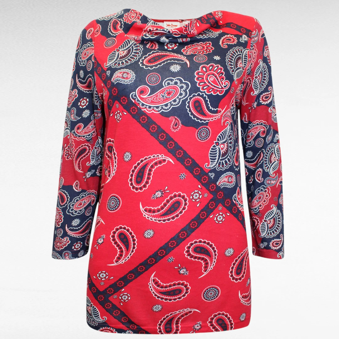 PL.491 - Sinise- ja punasekirju neerumustriga pluus "John Baner" - Image 2