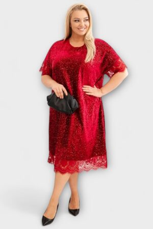 KL.305 - Luksuslik sätendav pitsiga ääristatud kleit Itaaliast