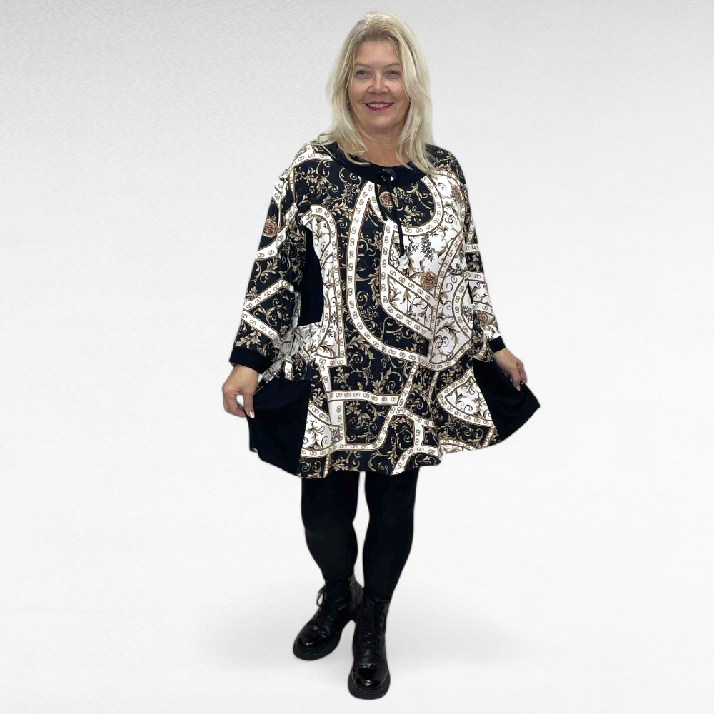 TU.520 - Mugav taskutega salendava lõikega abstraktse mustriga tuunika - Image 3