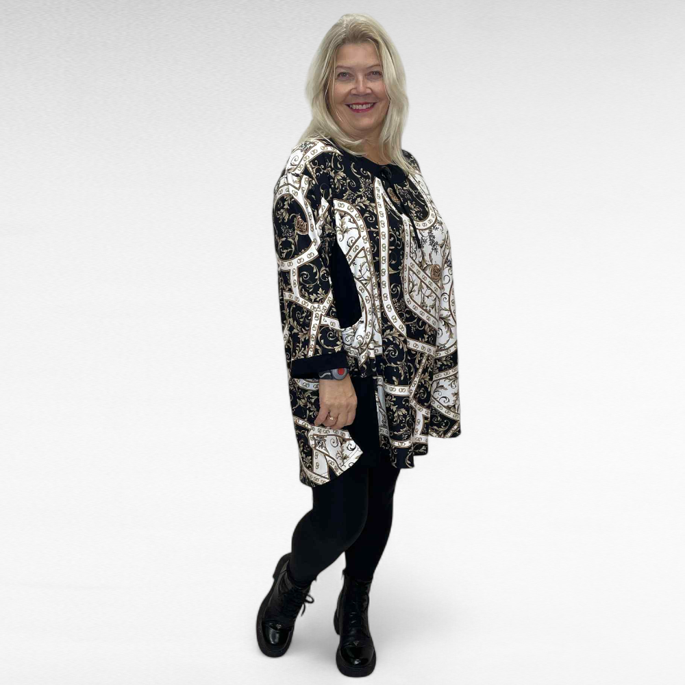 TU.520 - Mugav taskutega salendava lõikega abstraktse mustriga tuunika - Image 2