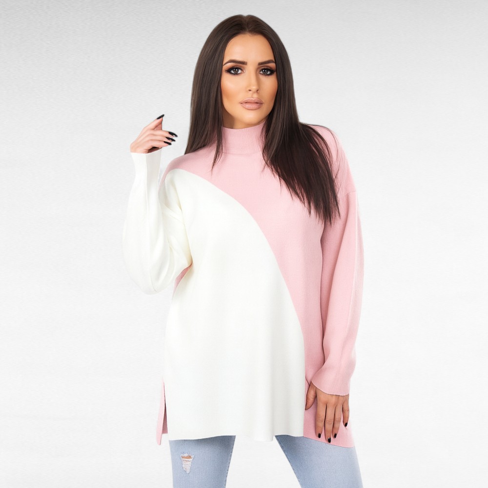 KU.073 - Kahevärviline kõrge kaelusega efektne sviiter - Image 2