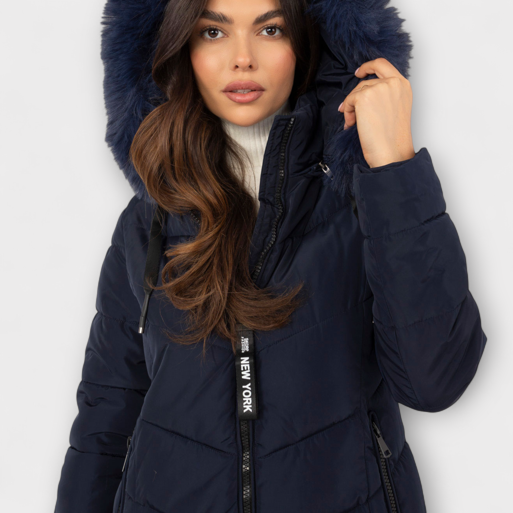 JO.089 - Tumesinine tepitud kilematerjalist kvaliteetne sügistalvine mantel "Skorp" - Image 2