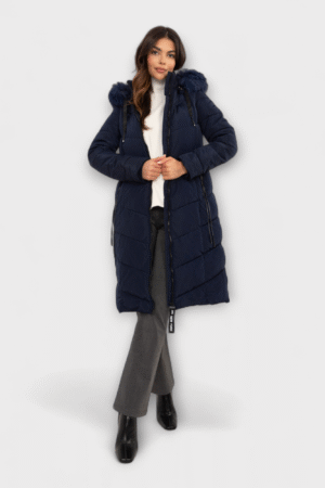 JO.089 - Tumesinine tepitud kilematerjalist kvaliteetne sügistalvine mantel "Skorp"