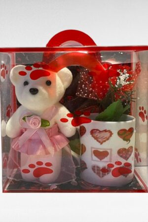 Kingikomplekt sõbrale- väike südametega espressotass ja armas mõmmik