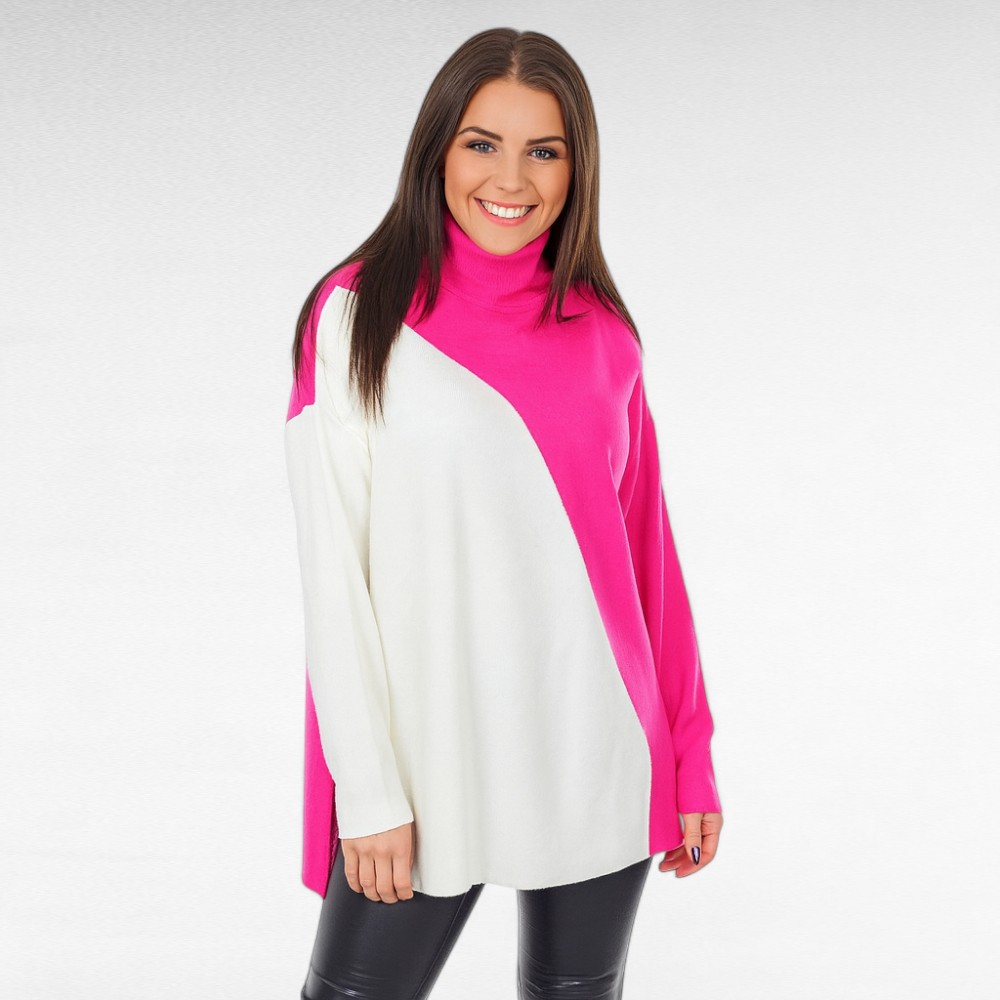 KU.073 - Kahevärviline kõrge kaelusega efektne sviiter