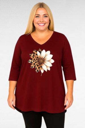 TU.613 - Naiselik puuvillane V-kaelusega lillemustriga tuunika "Betti Fashion"