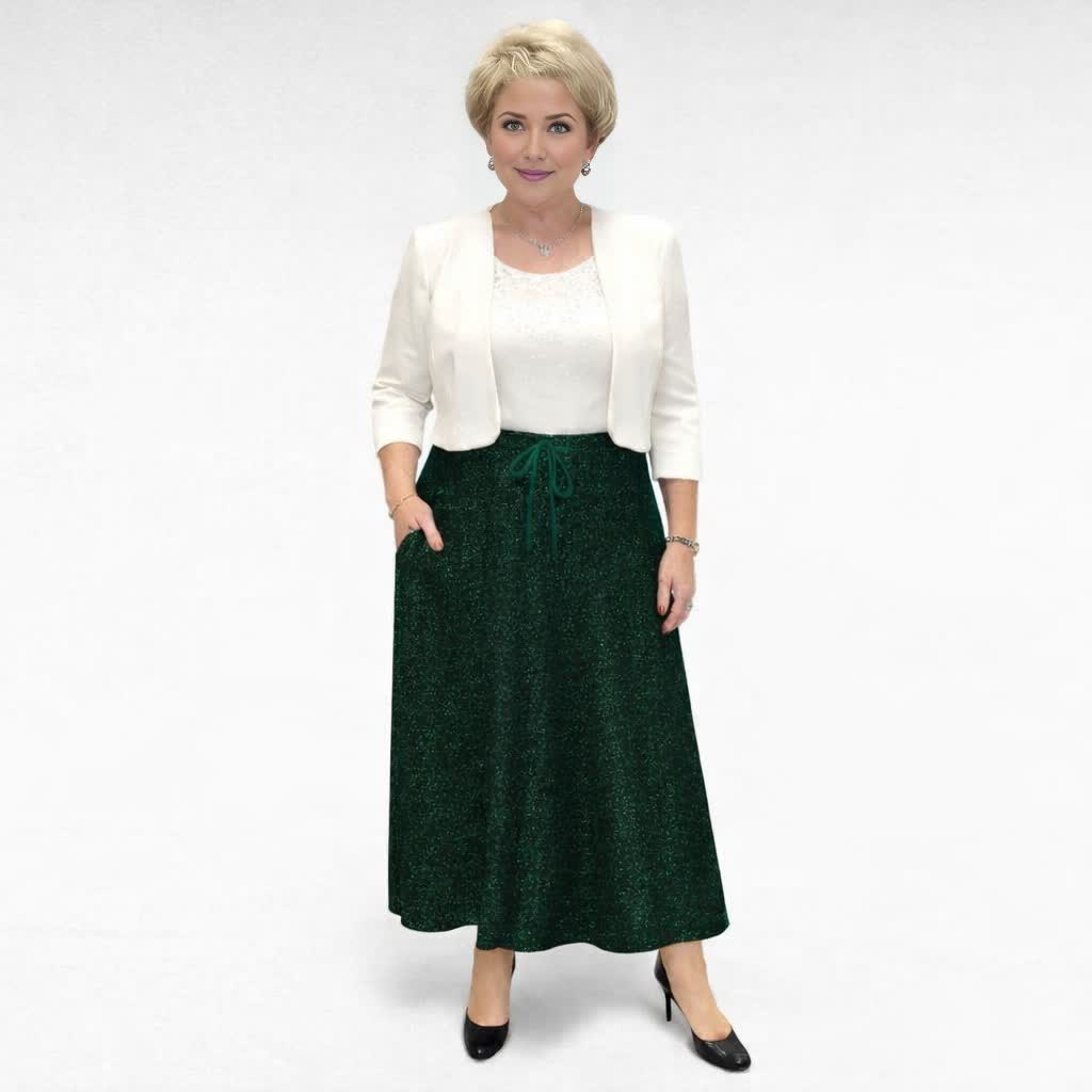 SE.123 - Pidulik sätendav pikk taskutega seelik "Womanary"-2 ilusat tooni - Image 2