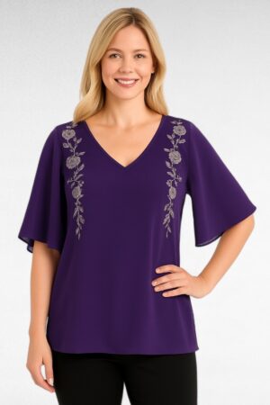 PL.344 - Lilla pidulik tikanditega pluus "Together"