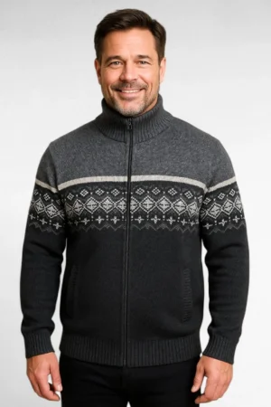 ME.121 - Sooja voodriga etnomustriga eest lukuga villane kampsun "S-West" meestele