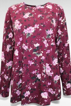 PL.110 - Veinipunane roosa lillemustriga pluus "J. Jill"-keskmisele kasvule!