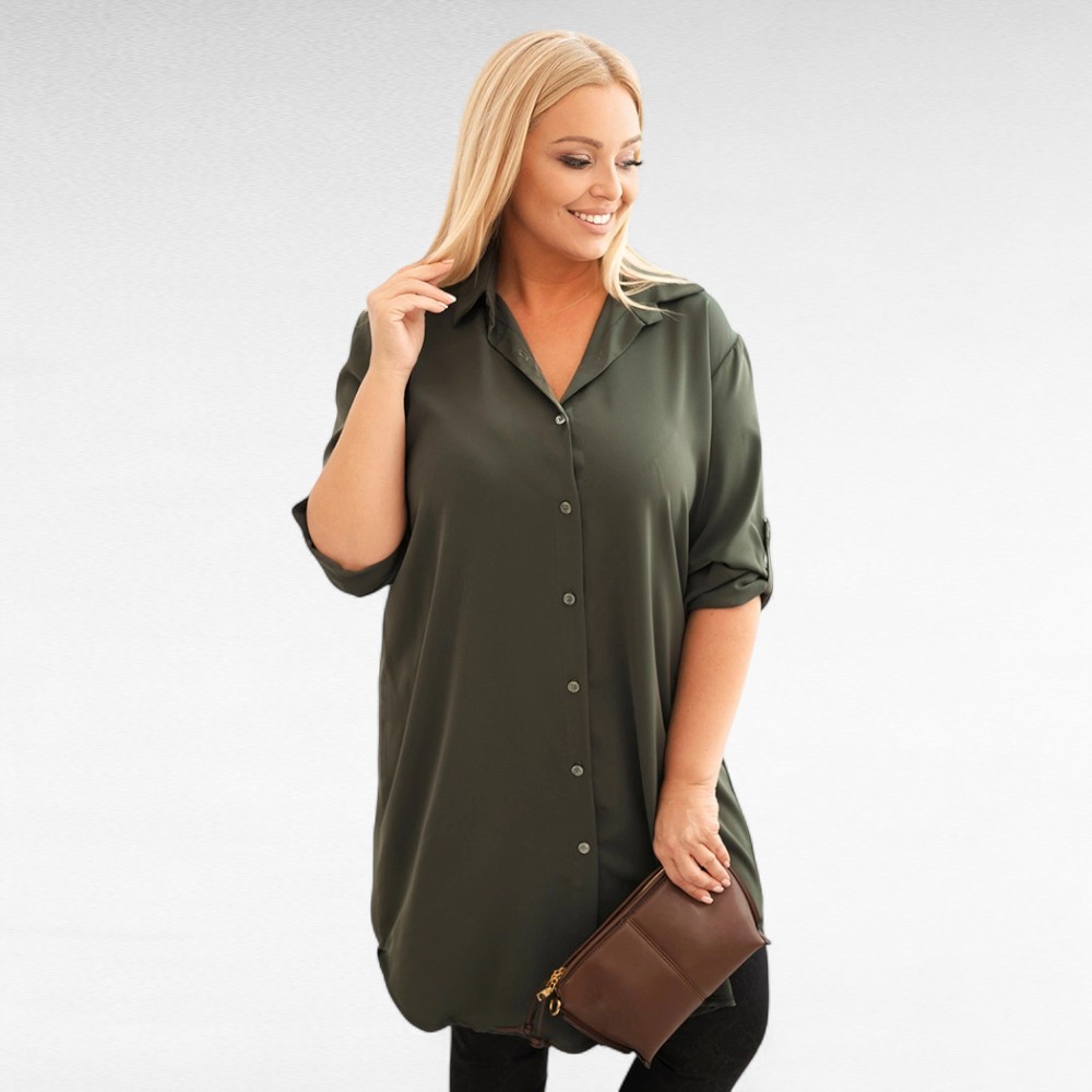 PL.499 - Pikk eest nööpidega naiselik siidjas pluus/tuunika "New Collection" - Image 2