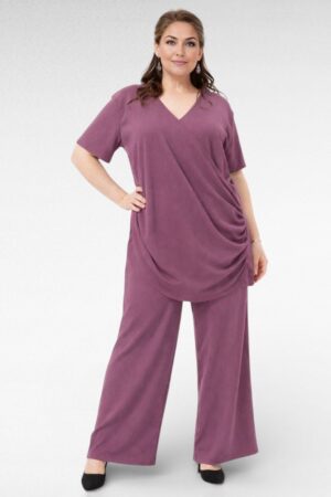 KO.103 - Soliidne 2-osaline naiste komplekt pika tuunika ja avarate pükstega