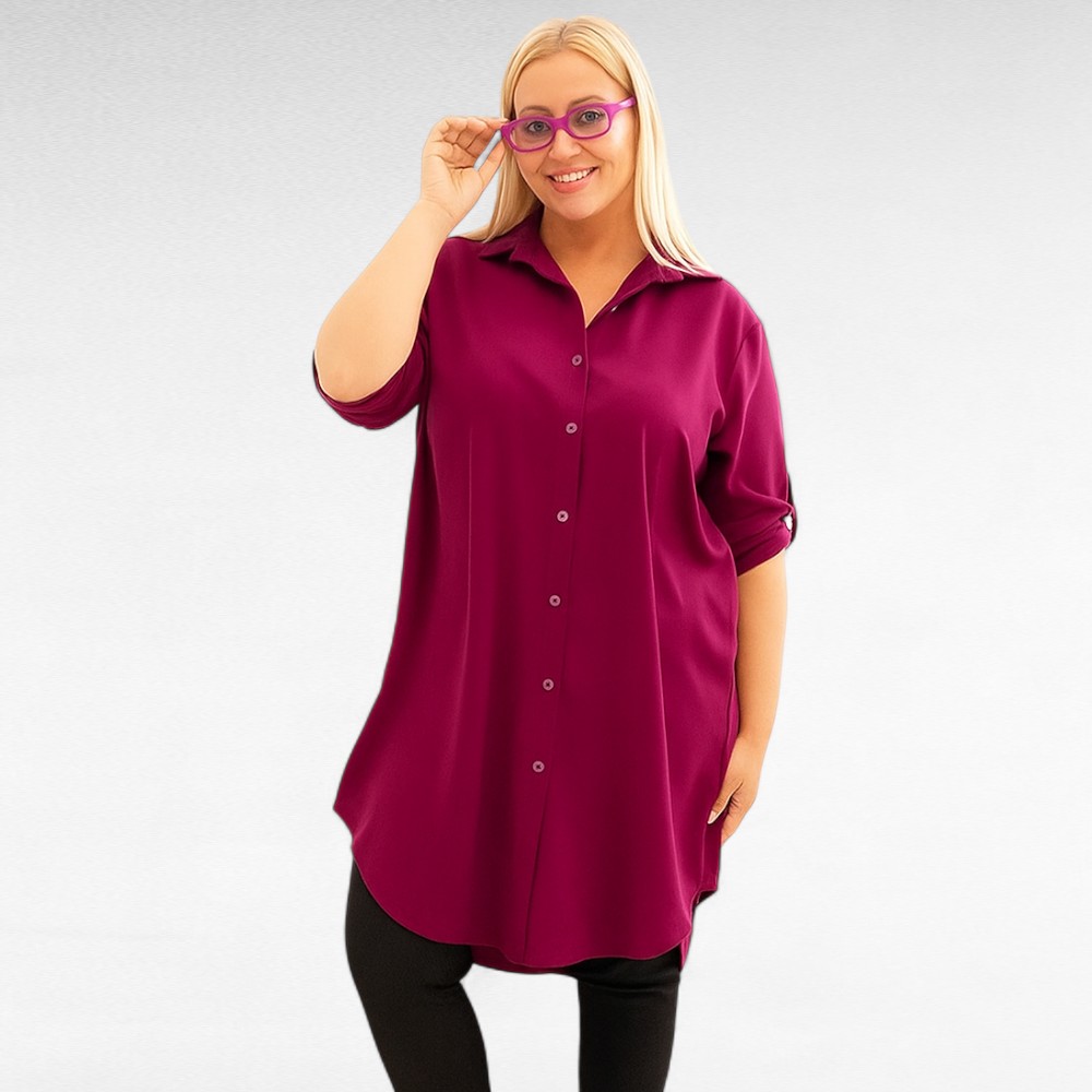 PL.499 - Pikk eest nööpidega naiselik siidjas pluus/tuunika "New Collection" - Image 4