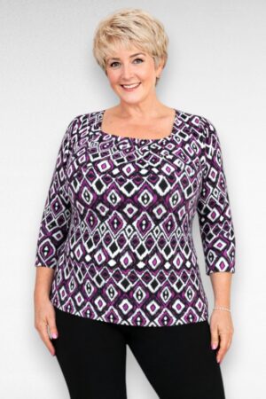 Lillakirju rombimustriga stretchikas pluus  "Zuri"  (PL.184)