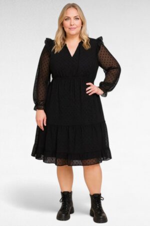 KL.746 - Must mummuliste varrukatega väike satsiline kleit "Simply Be"